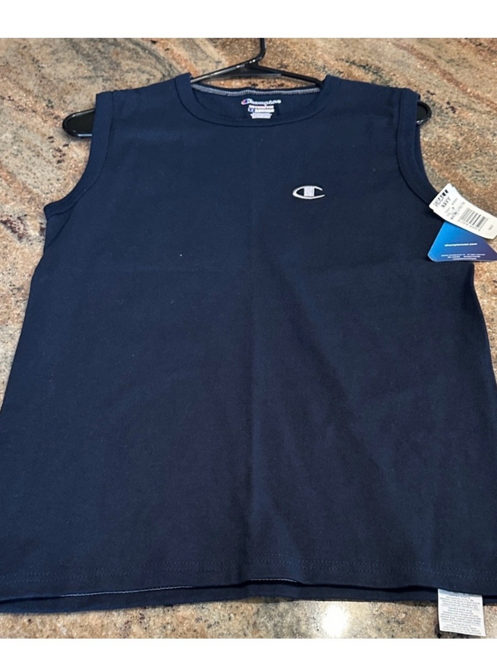 Champion Kids Navy Blue Sleeveless Tank with Embroidered Logo